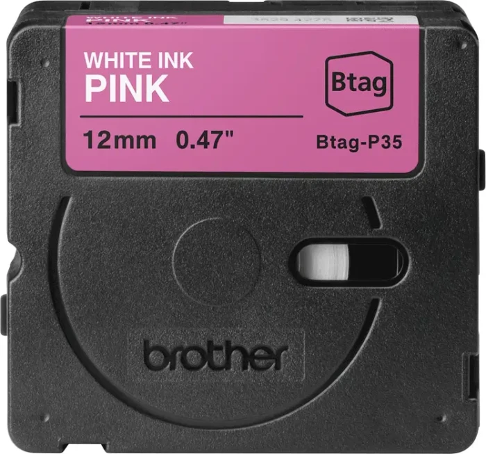 Brother Btag-P35 Beschriftungsband, 12mm, weiß/pink