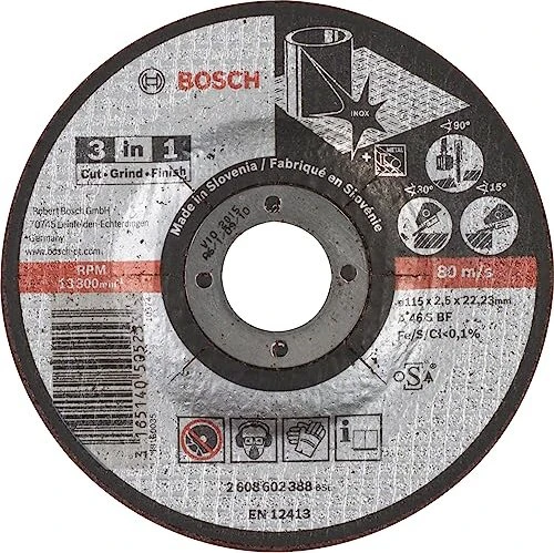 Bosch Professional A46SBF Inox Metall 3in1 Trennscheibe, 115x2.5x22.23mm, 1 Stück