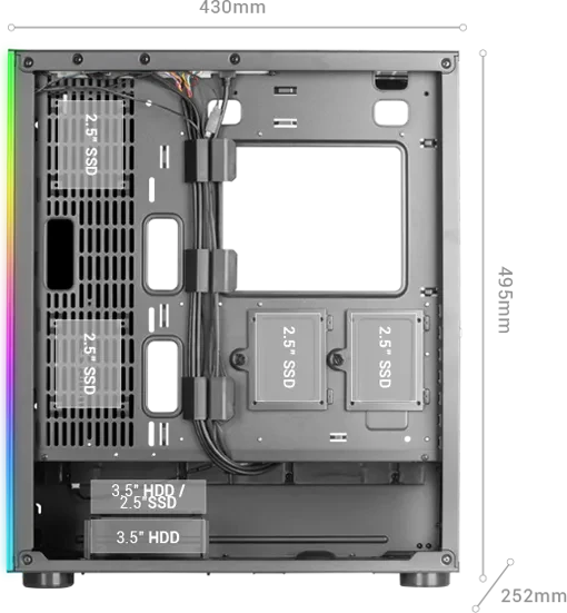 Mars Gaming MC-Ultra Black, Glasfenster