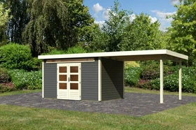 Karibu Kandern 7 Gartenhaus inkl. Anbau 3.2m terragrau