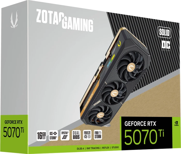 Zotac Gaming GeForce RTX 5070 Ti SOLID OC, 16GB GDDR7, HDMI, 3x DP