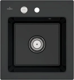 Villeroy & Boch Subway 45 XS Einbau Becken mittig mit Ablauffernbedienung pure black
