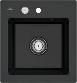 Villeroy & Boch Subway 45 XS Einbau Becken mittig mit Ablauffernbedienung pure black