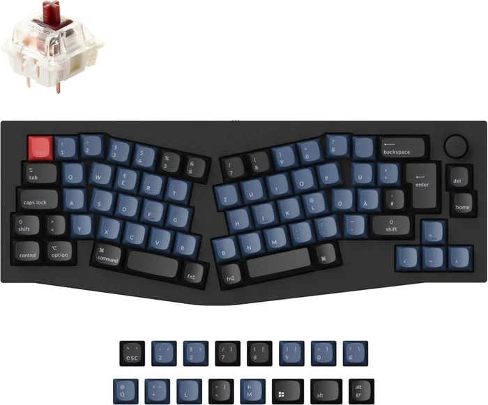 Keychron Q8 Alice Knob Version, 65% Layout, LEDs RGB, Carbon Black, Gateron G Pro BROWN, USB, DE