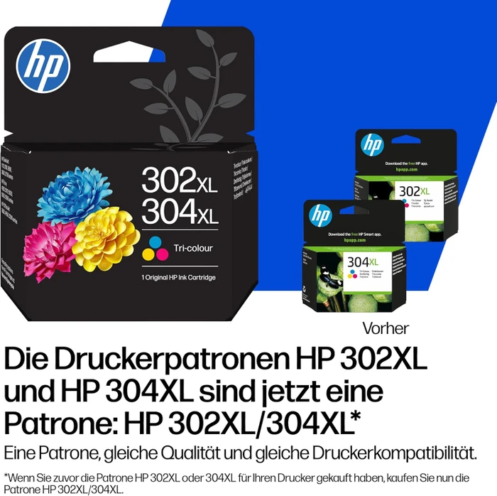 HP Druckkopf mit Tinte 302 XL/304 XL dreifarbig