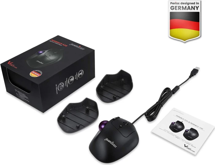 Perixx PERIMICE-520 Ergonomic Trackball Mouse, schwarz, USB-A