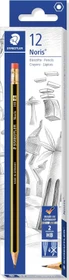 Staedtler Noris 122 Bleistift HB graphit, schwarz/gelb, Radierer, 12er-Pack