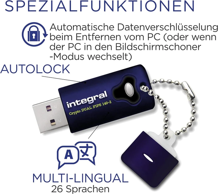 Integral Crypto Dual Drive FIPS 140-2 8GB, USB-A, USB 3.2 Gen 1×1