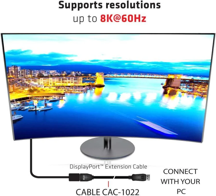 Club 3D DisplayPort 1.4 Verlängerungskabel HBR3 8K60Hz schwarz, 2m