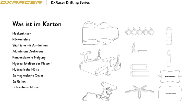 DXRacer Drifting Series 2023 L Kunstleder Gamingstuhl, schwarz/weiß