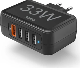Hama Schnellladegerät 4 Ports Qualcomm 3.0 4x USB-A 33W schwarz