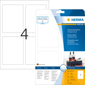 Herma Flaschenetiketten Inkjet, 90x120mm, weiß, glänzend, 40 Blatt (160 Etiketten)