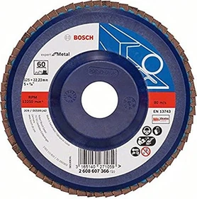 Bosch Professional X551 Expert for Metal Fächerschleifscheibe gerade K60, 125x22.23mm, 1 Stück