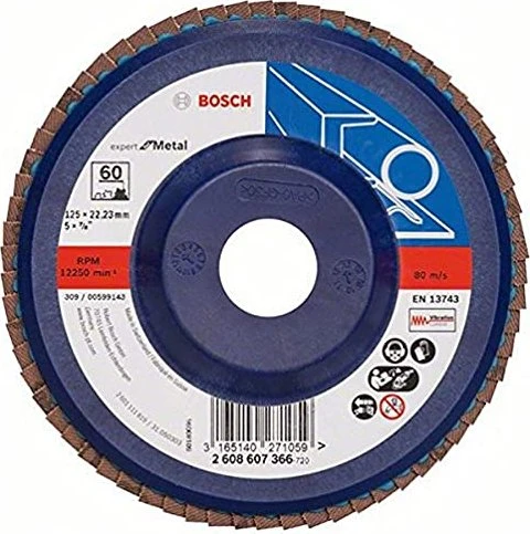 Bosch Professional X551 Expert for Metal Fächerschleifscheibe gerade K60, 125x22.23mm, 1 Stück
