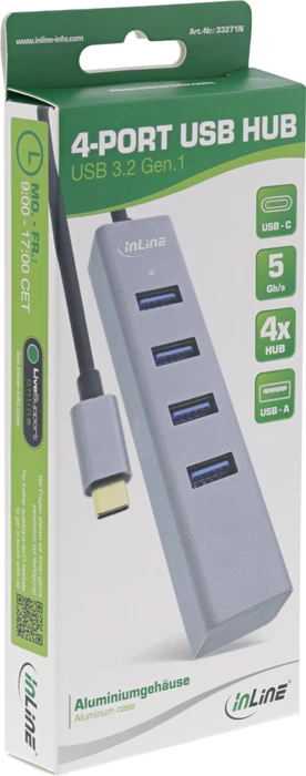 InLine USB-Typ C USB-Hub, 4x USB-A 3.0, USB-C 3.0 [Stecker]