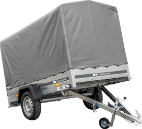 Unitrailer Garden Trailer 230 Kipp mit Stützrad, 110cm hoher grauer Plane und Hochspriegel