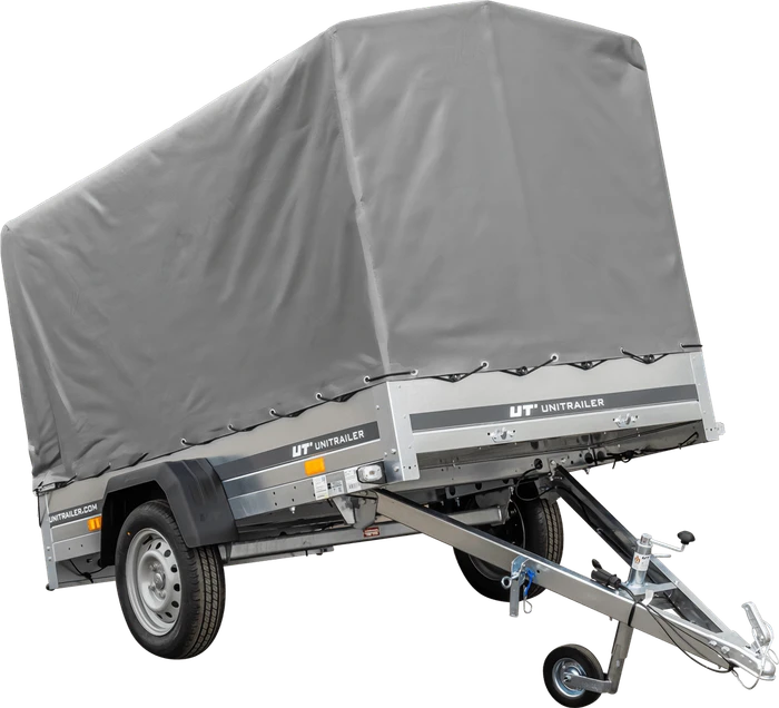 Unitrailer Garden Trailer 230 Kipp mit Stützrad, 110cm hoher grauer Plane und Hochspriegel