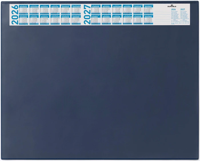 Durable 7204 Schreibunterlage mit Jahreskalender und transparenter Abdeckung, 650x520mm, blau