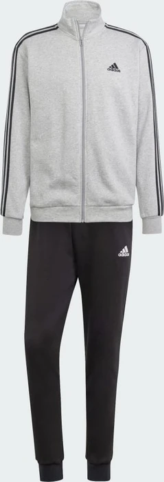 adidas Basic 3-Streifen Fleece Trainingsanzug medium grey heather/black (Herren)