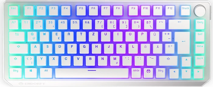 Endorfy Thock 75% Wireless Pudding, Onyx White, PBT, LEDs RGB, hot-swap, Kailh Box BLACK, USB/Bluetooth, DE