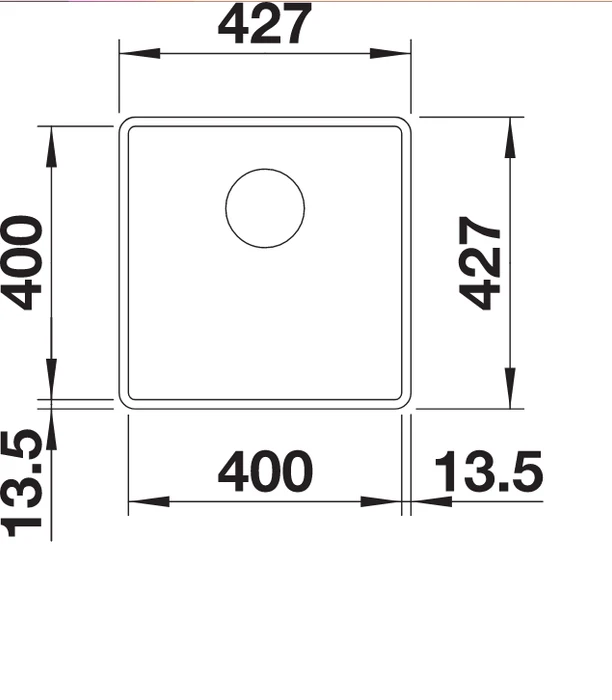 Blanco Subline 400-F InFino Becken mittig softweiß