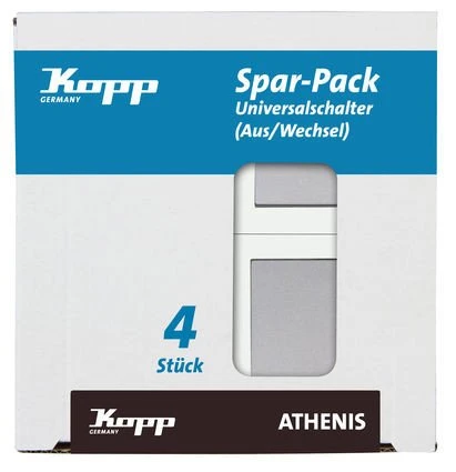 Kopp Athenis Profi-Pack: 4 Universalschalter, stahlfarben