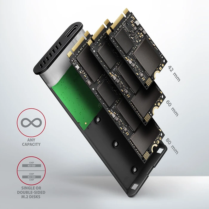 Axagon M.2 Festplattengehäuse, M.2 SATA, USB-C 3.1