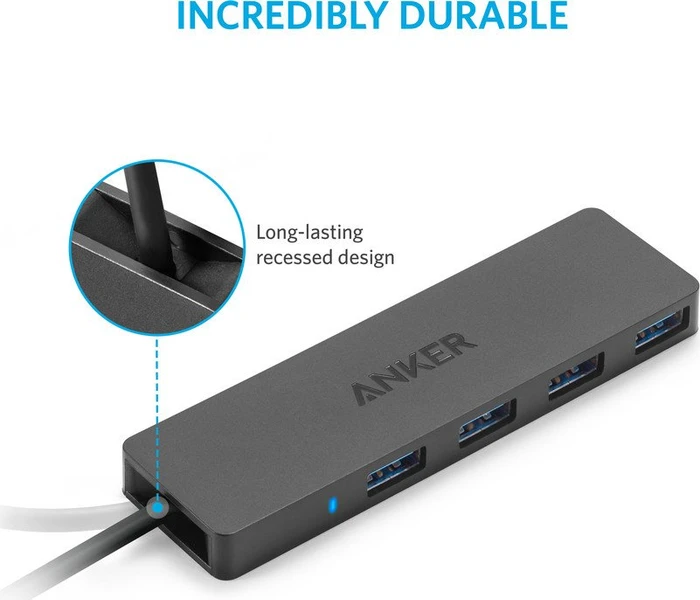 Anker Ultra Slim USB-Hub, 4x USB-A 3.0, USB-A 3.0 [Stecker]