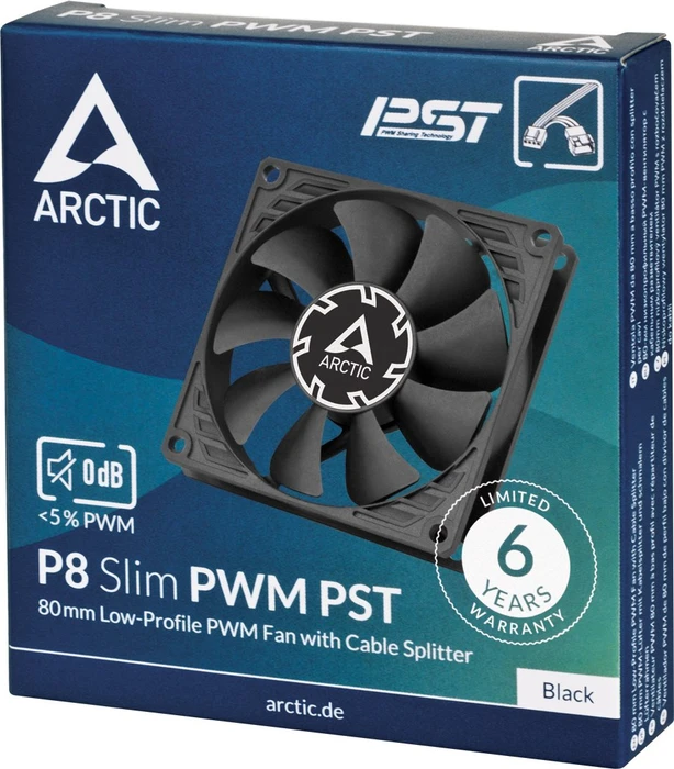ARCTIC P8 Slim PWM PST schwarz, 80mm