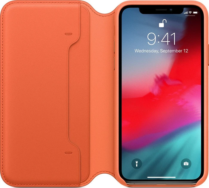 Apple Leder Folio Case für iPhone XS orange