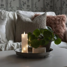 Konstsmide Echtwachskerze 15.2cm weiß LED 9x warmweiß