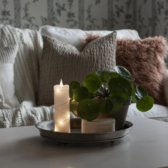 Konstsmide Echtwachskerze 15.2cm weiß LED 9x warmweiß