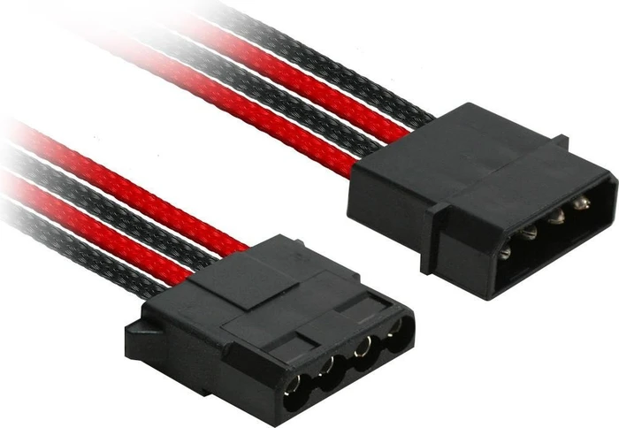Nanoxia 4-Pin-Molex auf 3x 4-Pin-Molex 30cm, sleeved schwarz/rot