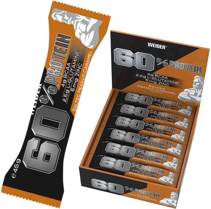 Weider 60% Protein Bar Salted Peanut Caramel 1.08kg (24x 45g)