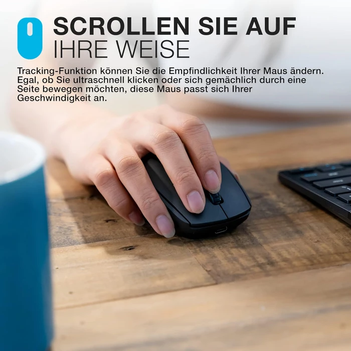 JLab Go Charge Wireless Mouse, schwarz, USB/Bluetooth