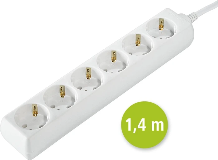 Hama Steckdosenleiste, 6-fach, 1.4m, weiß