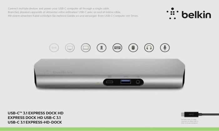 Belkin USB-C Express Dock 3.1 HD silber, USB-C 3.0