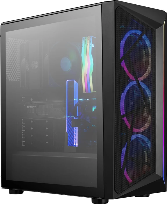 Cooler Master CMP 510, schwarz, inkl. 3x Lüfter, Lüfter LED ARGB, Glasfenster