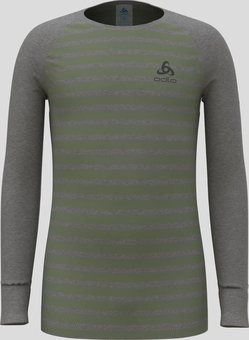 Odlo Active Warm Eco Stripes Funktionsshirt langarm odlo steel grey melange/matte green (Junior)