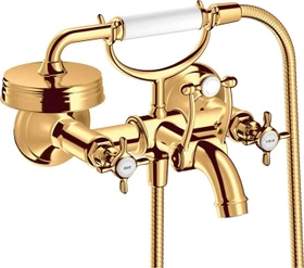Hansgrohe Axor Montreux 2-Griff Wannenmischerarmatur Aufputz mit Kreuzgriffen polished goldoptik