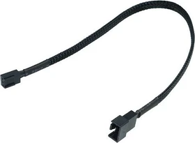Phobya 3-Pin Verlängerung, sleeved, 30cm, schwarz