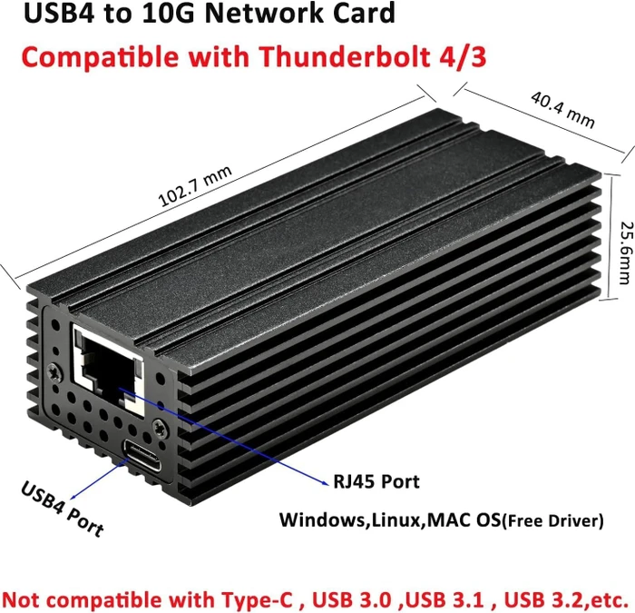 IOCrest 10G LAN-Adapter, RJ-45, Thunderbolt 4 / USB4 [Buchse]
