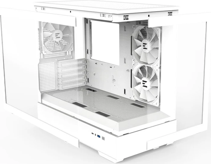 Zalman P30 White, weiß, Glasfenster