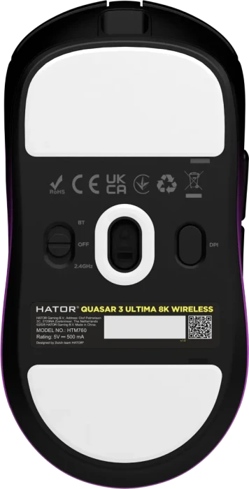 Hator Quasar 3 Ultima 8K Wireless Gaming Mouse schwarz/violett, USB/Bluetooth