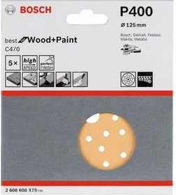 Bosch Professional C470 Best for Wood and Paint Schleifblatt K400, 125mm, 5 Stück