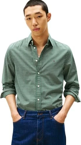 Tommy Hilfiger Flex Regular Fit Schottenkaro Hemd langarm ornamental green/check (Herren)