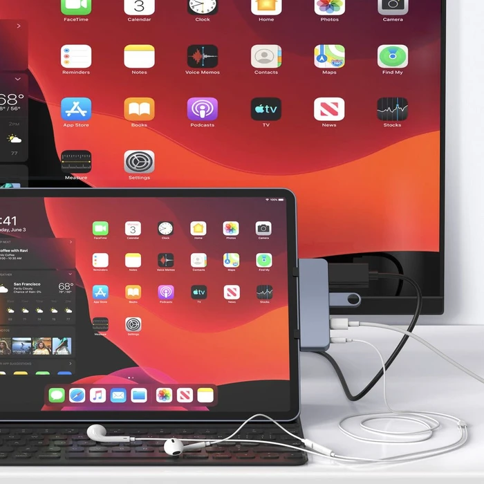 Targus HyperDrive 4-in-1 USB-C Hub für iPad Pro/Air, grau, USB-C 3.0 [Stecker]