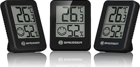 Bresser Temeo Hygro Indikator Temperaturstation schwarz, digital, 3 Stück