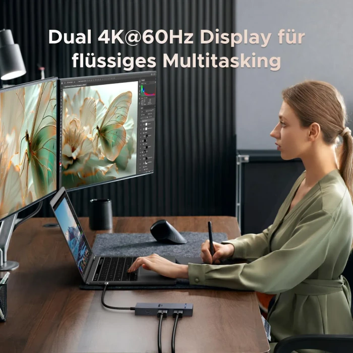Ugreen Revodok Pro 207 7-in-1 Dual Display Hub, USB-C 3.1 [Stecker]