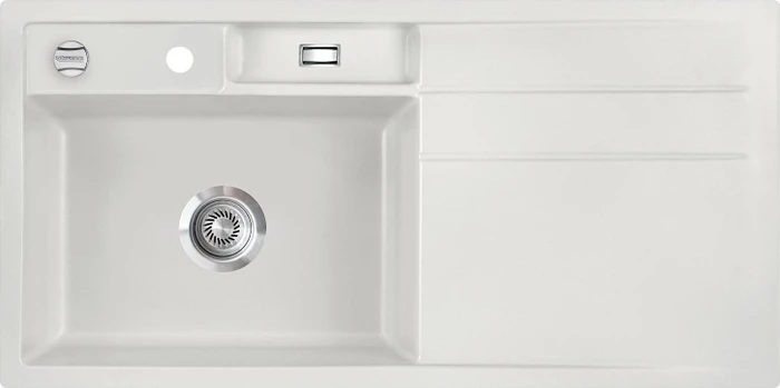 systemceram Bela 100 F Einbau Becken links mit Ablauffernbedienung alu